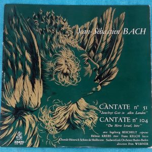 Bach Cantata No. 51 / 104 Fritz Werner Erato LDE 3059 1st Press LP France ED1