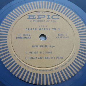 Bach Organ Works   Prelude  Fantasia  Etc. Anton Heiller Epic lc 3367 lp Rare !