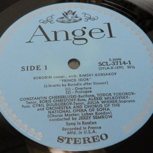 Borodin: Prince Igor  Boris Christoff  Semkow  Angel SCL 3714 3 LP Box EX