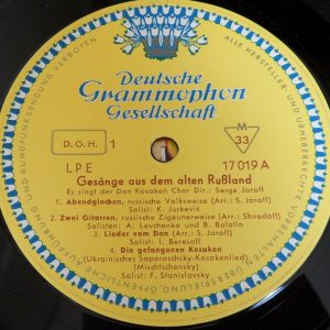 Don Kosaken Chor Serge Jaroff DGG LPE 17019  Tulips lp Germany 1957