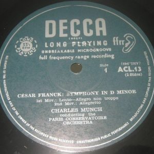 Franck Symphony In D / Variations For Piano & Orchestra Munch / Joyce Decca lp