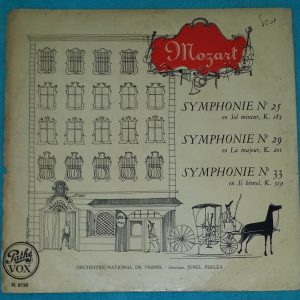 Mozart : Symphonies Nos. 25, 29 & 33 Jonel Perlea  Pathe Vox PL 8750 LP