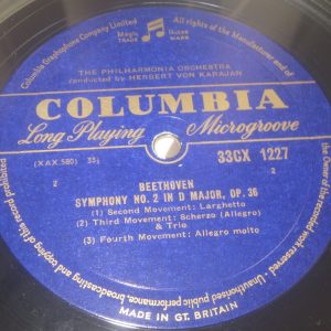 Beethoven  Symphony No. 2 Coriolan Overture  Karajan  Columbia 33CX 1227 LP