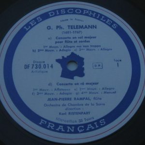 RAMPAL / RISTENPAR flute Telemann DISCOPHILES FRANCAIS lp