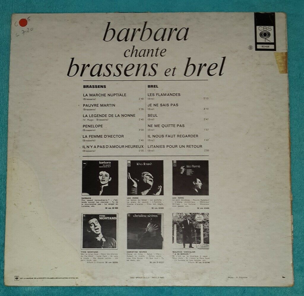 Barbara Chante Brassens Et Brel Cbs 63436 Lp - Recordrome