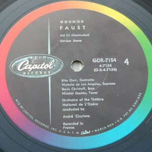 Gounod ‎– Faust Cluytens De Los Angeles  Gedda Capitol GDR 7154 4 lp Box