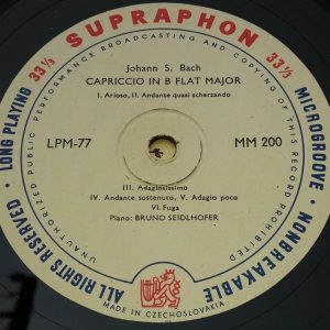 Bach – Capriccio in  B-dur Italian Variations Seidlhofer Supraphon LPM 77 LP 10″