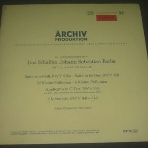 Kirkpatrick – The Works Of Bach Archive SAPM 198178 RED STEREO LP EX