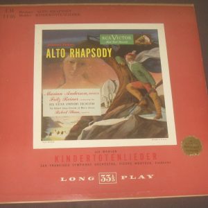 Brahms Rhapsody Mahler Kindertotenlieder Reiner Monteux Anderson RCA LM 1146 LP