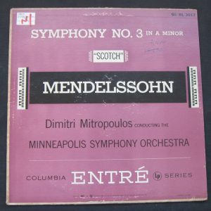 DIMITRI MITROPOULOS  – MENDELSSOHN Symphony No. 3 ” Scotch ” Columbia RL 3017 lp