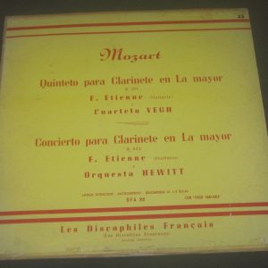 Mozart Clarinet Concertos Etienne Les Discophiles Français ‎DFA 510 LP