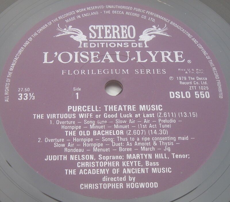 PURCELL Theatre Music Christopher Hogwood L'Oiseau-Lyre DSLO 550 LP EX ...